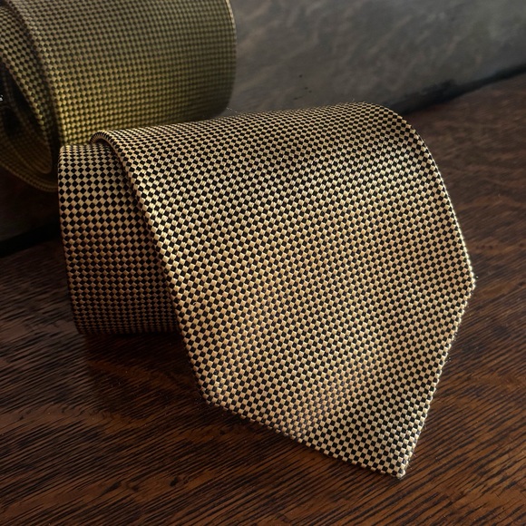 Charvet Other - Charvet Black and Gold Checkered Tie